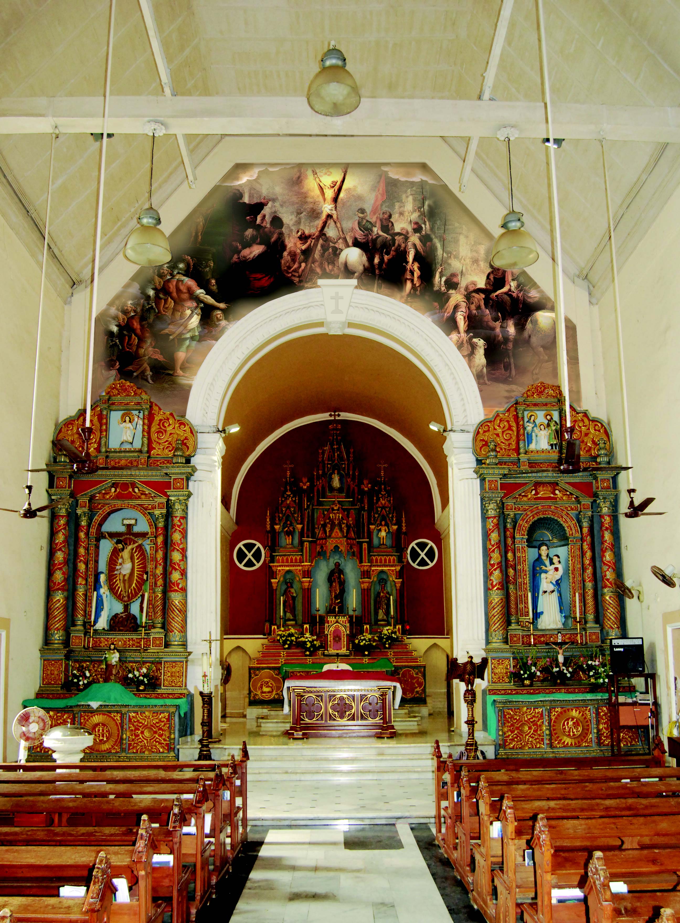 Computer depiction of the “The Martyrdom of St Andrew”, based on the original painting by the Spanish artist Esteban Murillo, which once adorned the sanctuary arch, and perhaps may once again do so.